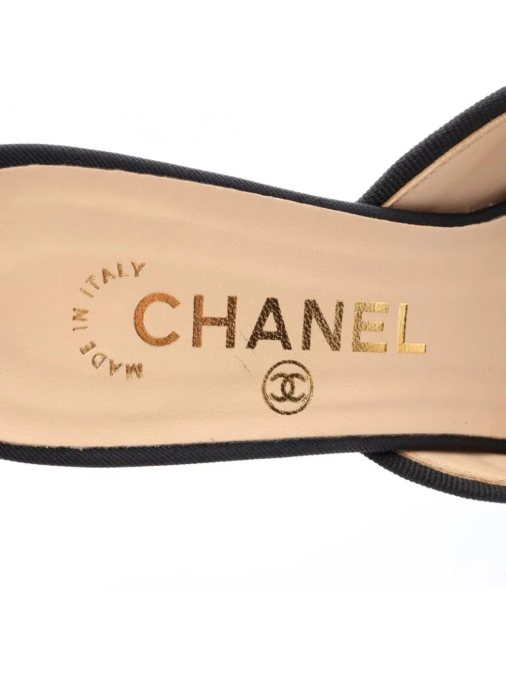 Chanel Mules CC Logo Ribbon Suede